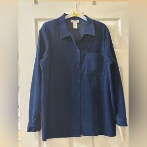 Vintage NWT Courtenay Navy Faux Suede ShirtXL